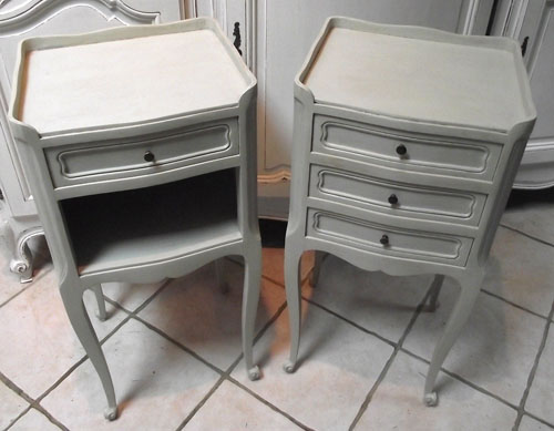 superb pair of french painted bedside tables